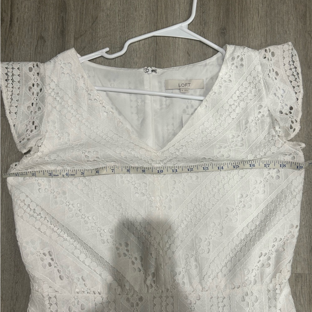 LOFT White Embellished Tiered Midi Sundress NWT - Picture 6 of 7